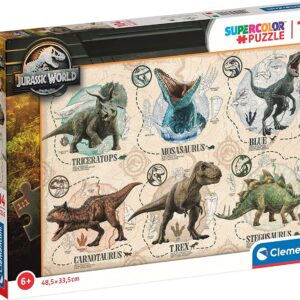 Clementoni Puslespil - Jurassic World - Super Color - 104 Brikker