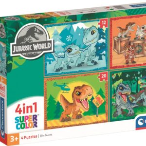 Clementoni Puslespil - Jurassic World - Super Color - 4 Stk
