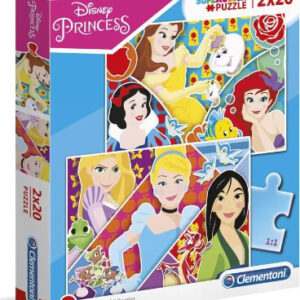 Disney Princess Puslespil - Super Color - Clementoni - 2x20 Brikker