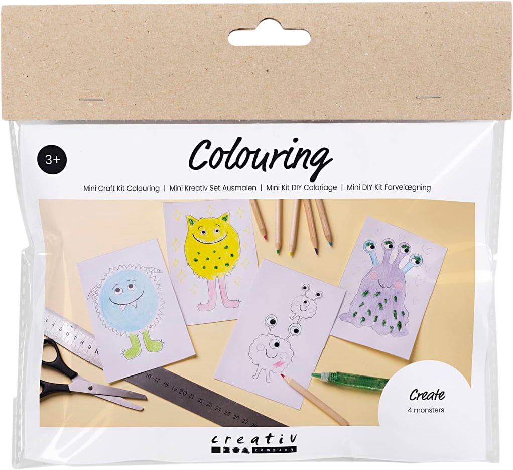 Mini DIY Kit Farvelægning, Monster,