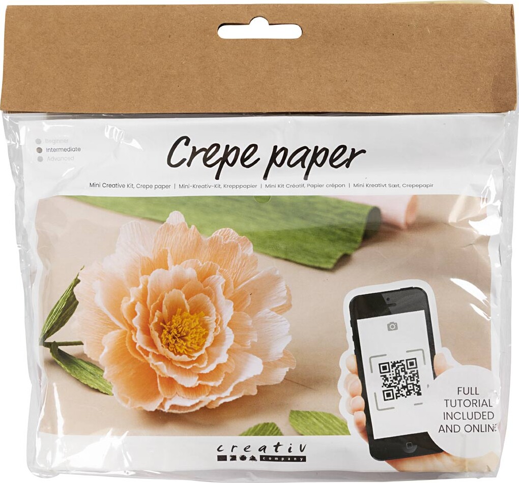 Mini Diy Kit Crepepapir - Pæon - Stræk/crepe 180% - 105 G