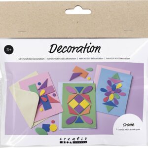 Mini Diy Kit Dekoration - Dekorerede Kort - Blå - Grøn - Pink - 1pk.