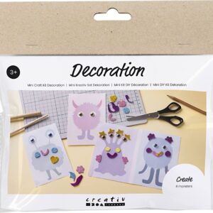 Mini Diy Kit Dekoration - Monstercollage - Pastelblå - Pastelgrøn - Pastelpink - Pastellilla