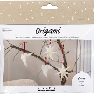 Mini Diy Kit Origami - Duer/stjerner - Mørk Rød - Råhvid - 1pk.
