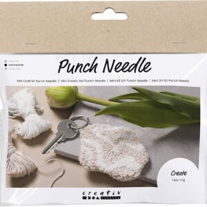 Mini Diy Kit Punch Needle - Nøglevedhæng - Beige