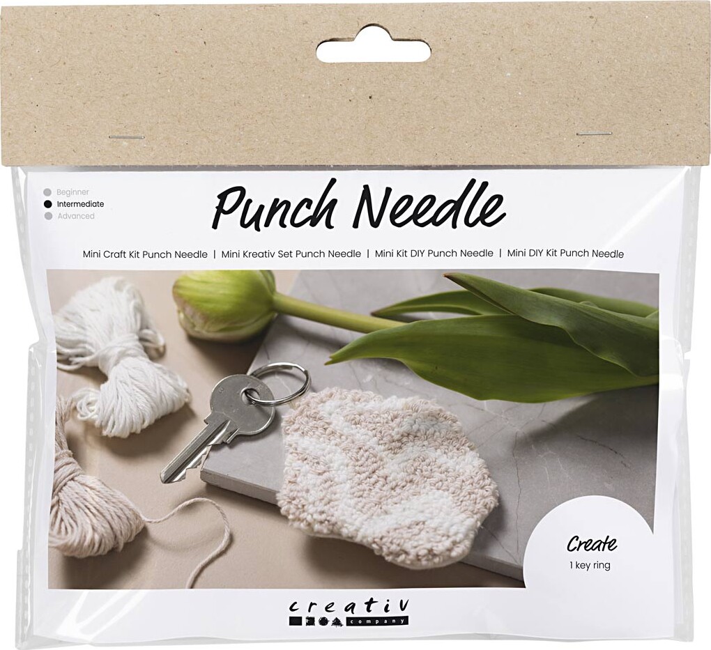 Mini Diy Kit Punch Needle - Nøglevedhæng - Beige