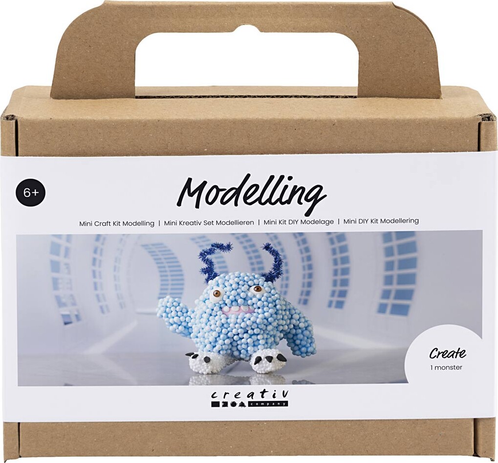 Mini Diy Kit - Silk Clay Og Foam Clay - Monster Bobby - Lys Blå