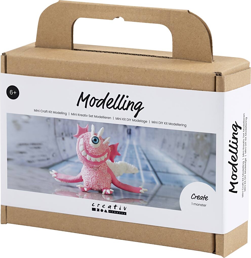 Mini Diy Kit - Silk Clay Og Foam Clay - Monster Sally - Lys Pink