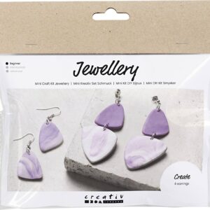 Mini Diy Kit Smykker - Marmorerede øreringe - Lys Lilla