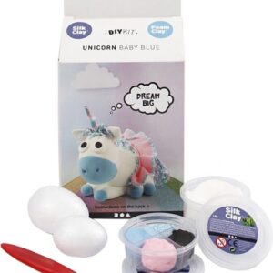 Silk Clay Og Foam Clay - Modellervoks Dyr - Diy Kit - Blå Enhjørning