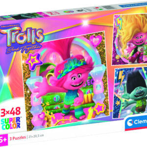 Trolls Puslespil - Trolls 3 Band Together - 3x48 Brikker - Clementoni