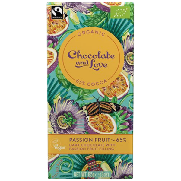 Chocolate And Love Fairtrade Mørk Chokolade Med Passionsfrugt Fyld Ø (85 g)