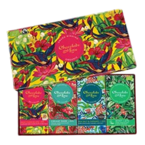 Chocolate And Love Gaveæske Med Fairtrade Plader Chokolade Ø (4x80 g)