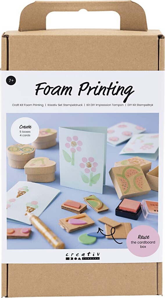 Diy Kit Stempeltryk - Dekorerede æsker Og Kort - Beige - Mellem Grøn - Mint - Klar Rød - 1pk.