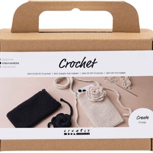 Mini DIY Kit Hækle, Taske med Rose