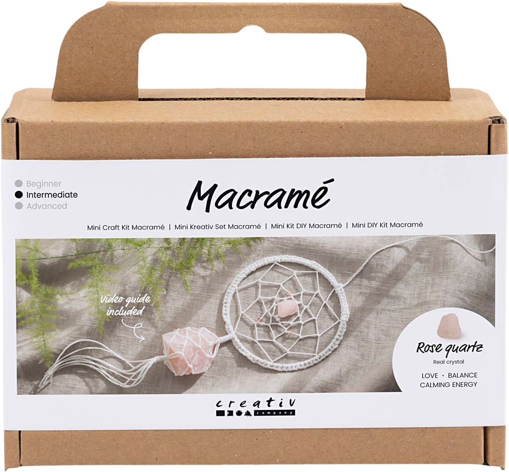 Mini DIY Kit Macramé, Drømmefanger med Rosenkvarts Krystal