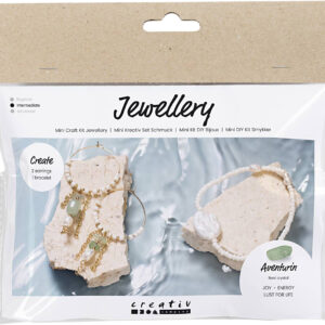 Mini DIY Kit Smykker, Aventurinmix Armbånd og Øreringe