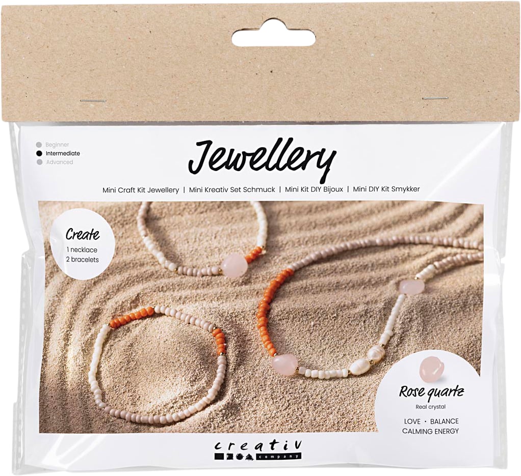 Mini DIY Kit Smykker, Rosakvartshalskæde og Armbånd