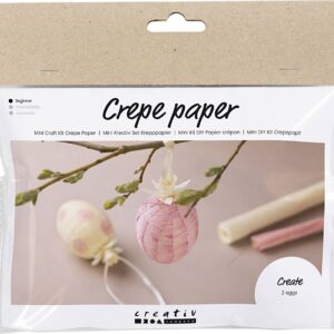 Mini Diy Kit Crepepapir - æg - Lys Pink - Lys Gul