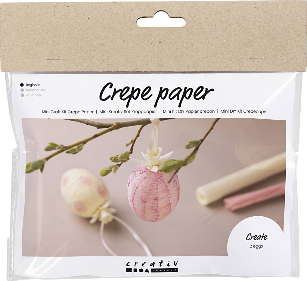 Mini Diy Kit Crepepapir - æg - Lys Pink - Lys Gul