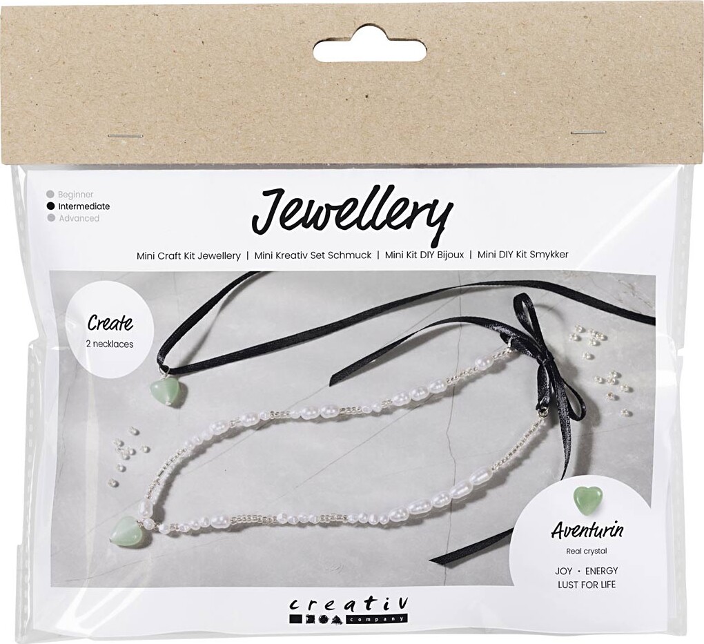 Mini Diy Kit Smykker - Aventurin Hjerte - Klar - 1pk.