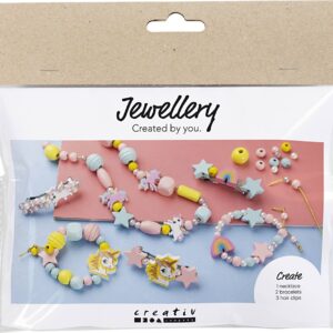 Mini Diy Kit Smykker - Halskæde - Armbånd - Hårpynt - Lys Blå - Lys Rød - Gul
