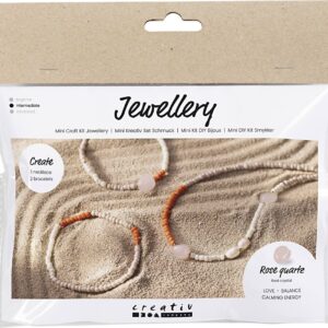 Mini Diy Kit Smykker - Rosakvartshalskæde Og -armbånd