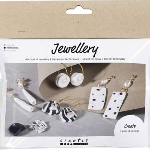 Mini Diy Kit Smykker - øreringe - Sort - Hvid - 1pk.