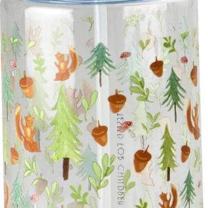 Rice - Plastic Kids Drinking Bottle With Happy Forest Print - Blue - 500 Ml