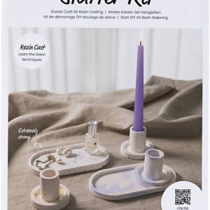 Start Diy Kit Resin Støbning - Lysestager Og Fade - Blå - Lys Pink - Hvid