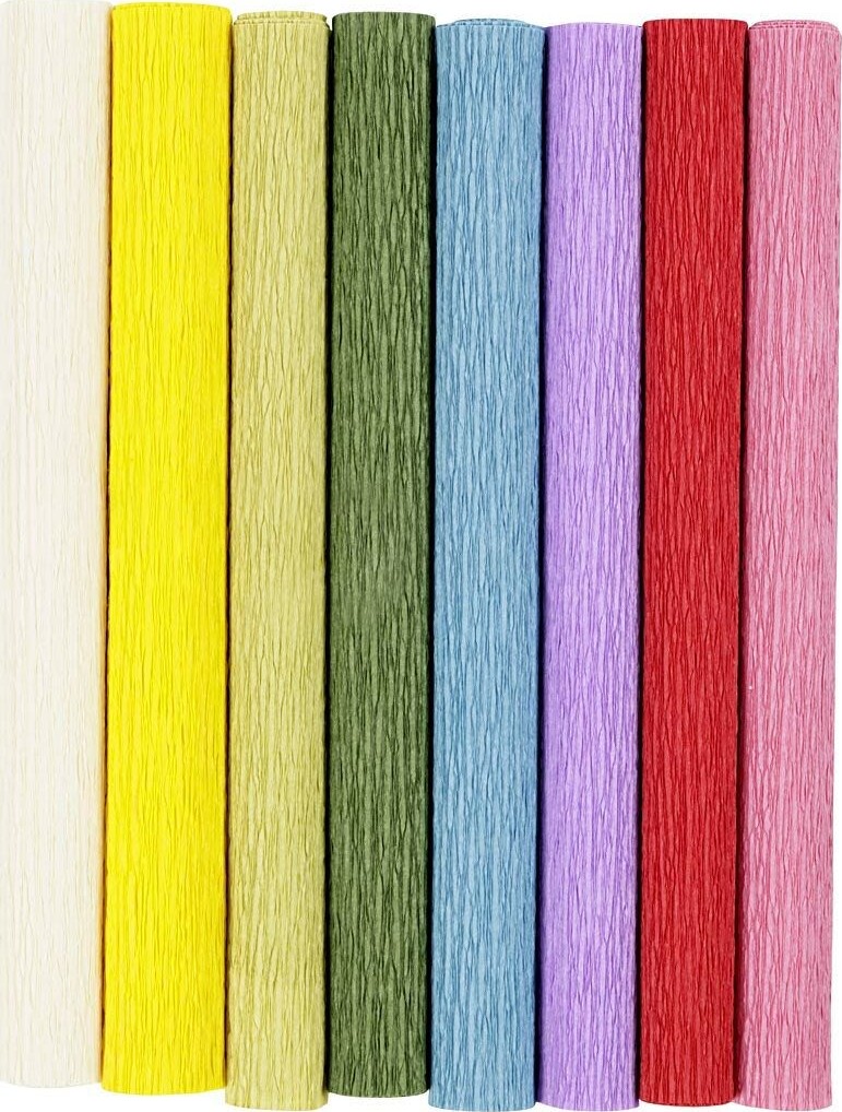 Crepepapir Til Diy Blomster - 8 Ruller - 60 Cm