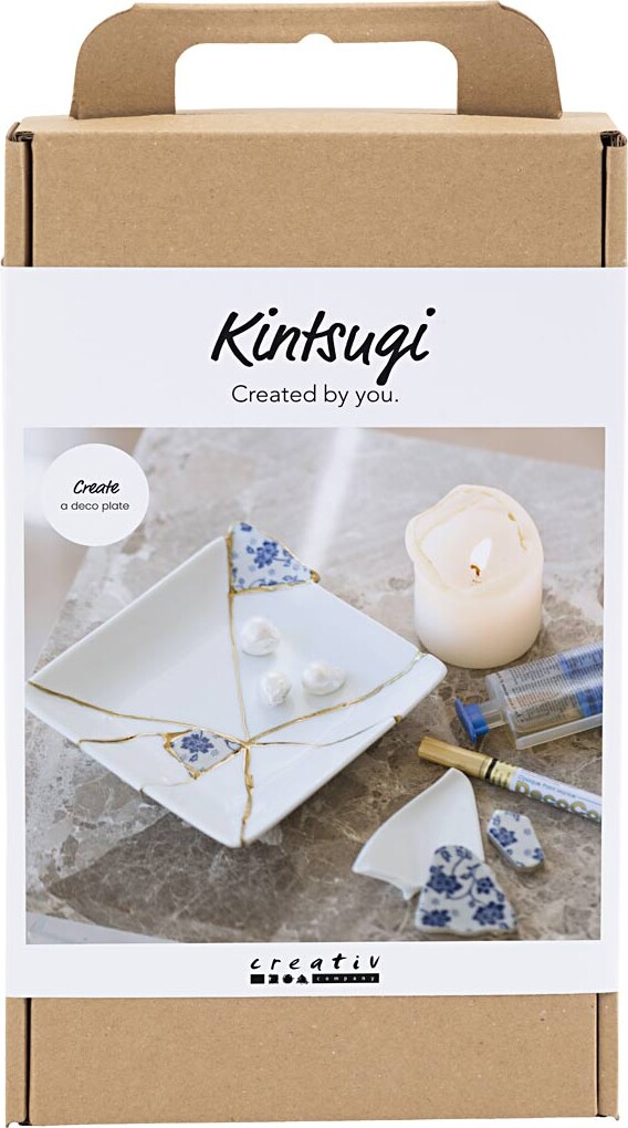 Diy Kit Kintsugi - Fad - Blå - Guld - Hvid
